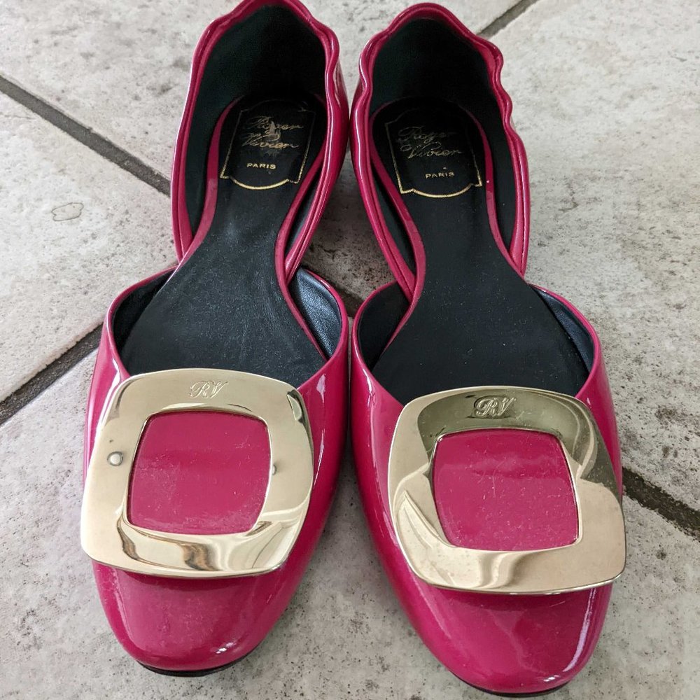 ROGER VIVIER Ballerine Chips Patent d'Orsay Flat, Magenta